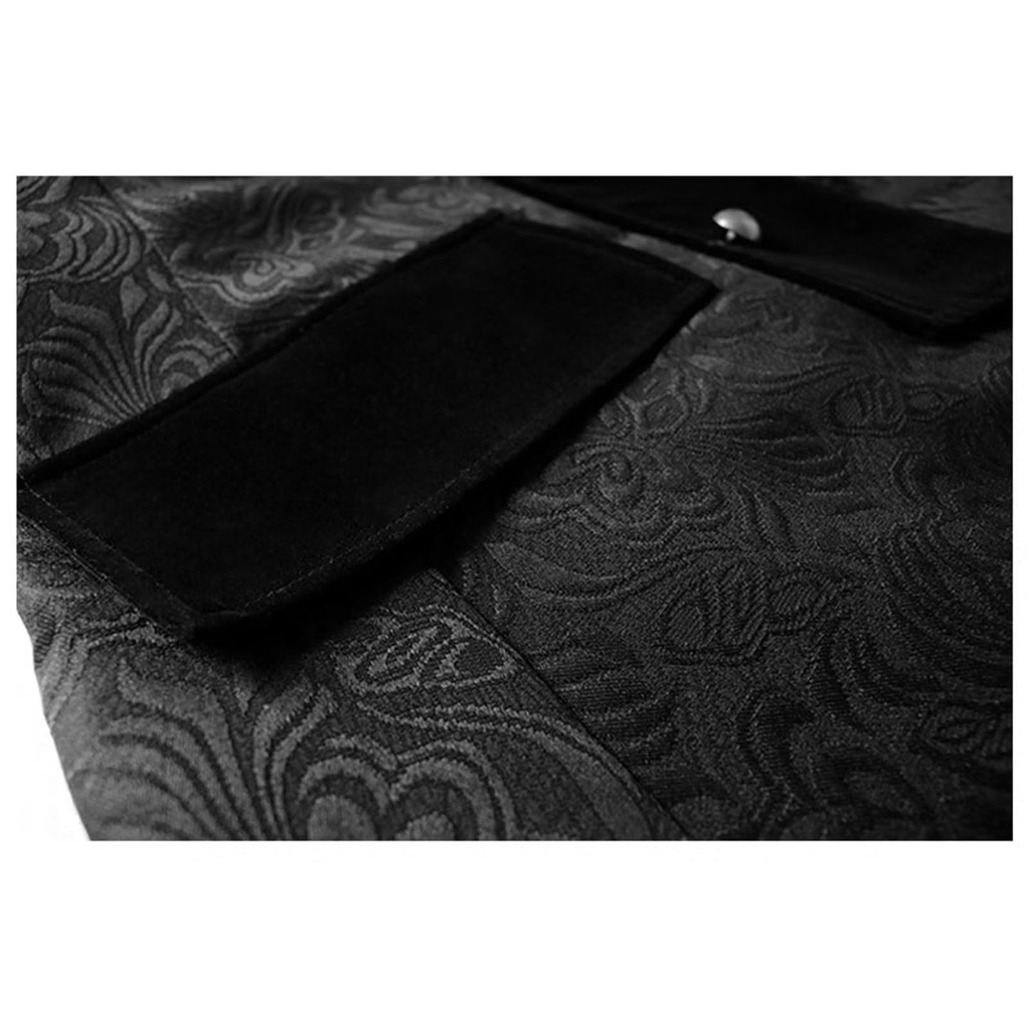 YUAKOU Fashion Men's Gothic Tailcoat Steampunk Victorian Jacket Uniform Velvet Collar Jacquard Man Coat Costume