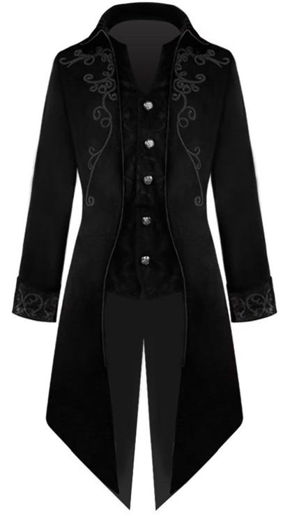 YUAKOU Men's Steampunk Vintage Tailcoat Jacket Gothic Victorian Frock Coat Uniform Halloween Costume