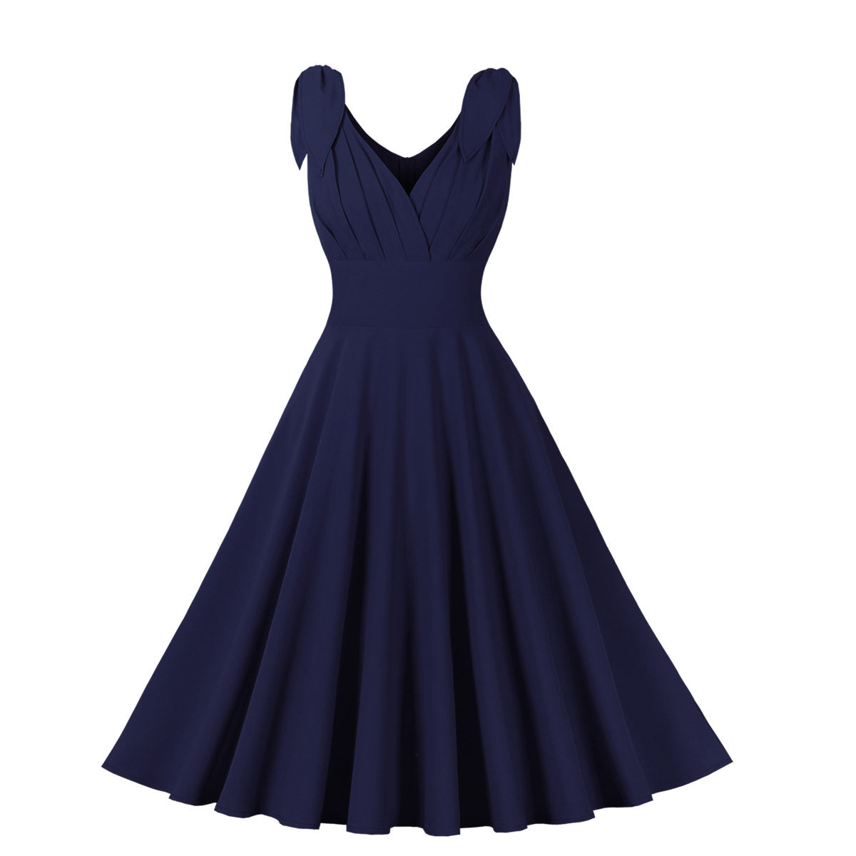 Fashion Women Fresh Pleated Waist Cinching Temperament Big Swing Dress