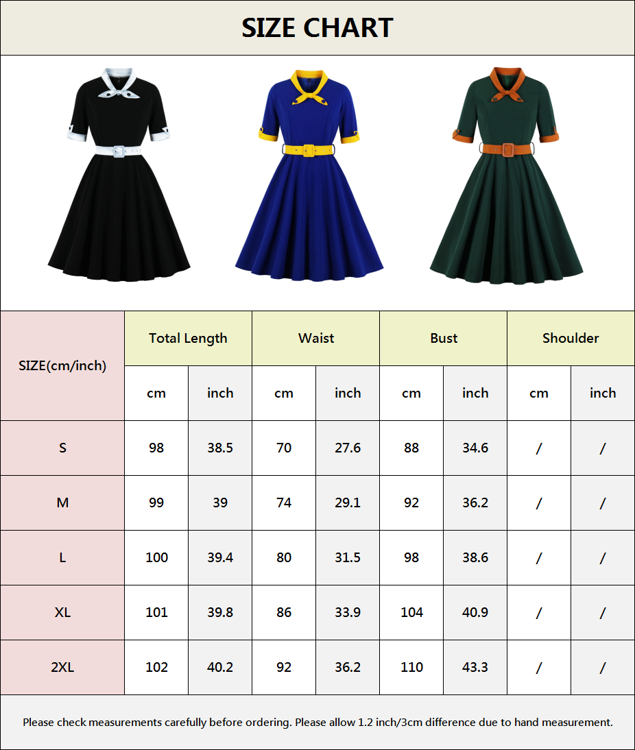 Women Fashion Dress 1950s Vintage Fit and Flare Knee Length Cocktail Dresses