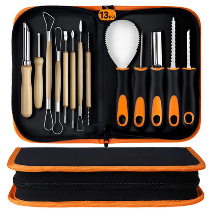 Halloween Pumpkin Carving Kit, 13 Piece Stainless Steel Pumpkin Carving Tools