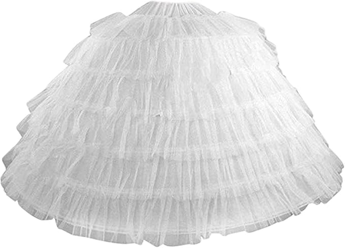 YUAKOU Women's 7 Hoops Wedding Accessories Petticoat Underskirt Slips Quinceanera Gown Ball Gown Bridal Gown, 7 Hoops White, One Size