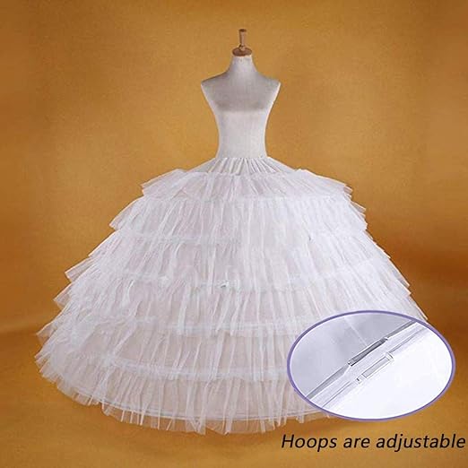 YUAKOU Women's 7 Hoops Wedding Accessories Petticoat Underskirt Slips Quinceanera Gown Ball Gown Bridal Gown, 7 Hoops White, One Size