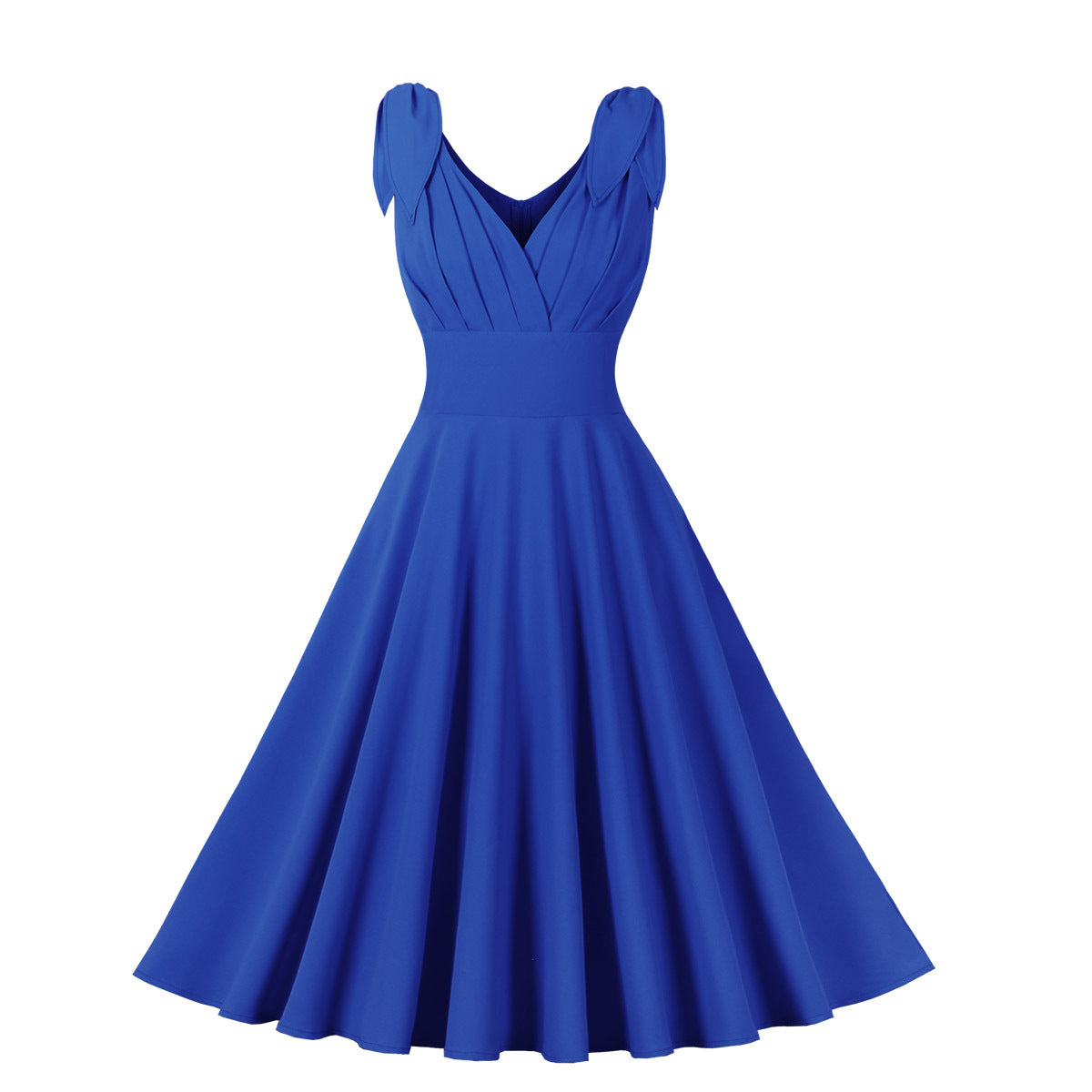 Fashion Women Fresh Pleated Waist Cinching Temperament Big Swing Dress