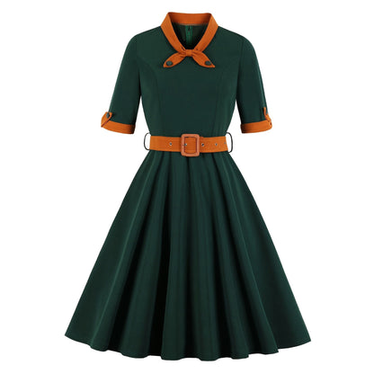 Women Fashion Dress 1950s Vintage Fit and Flare Knee Length Cocktail Dresses