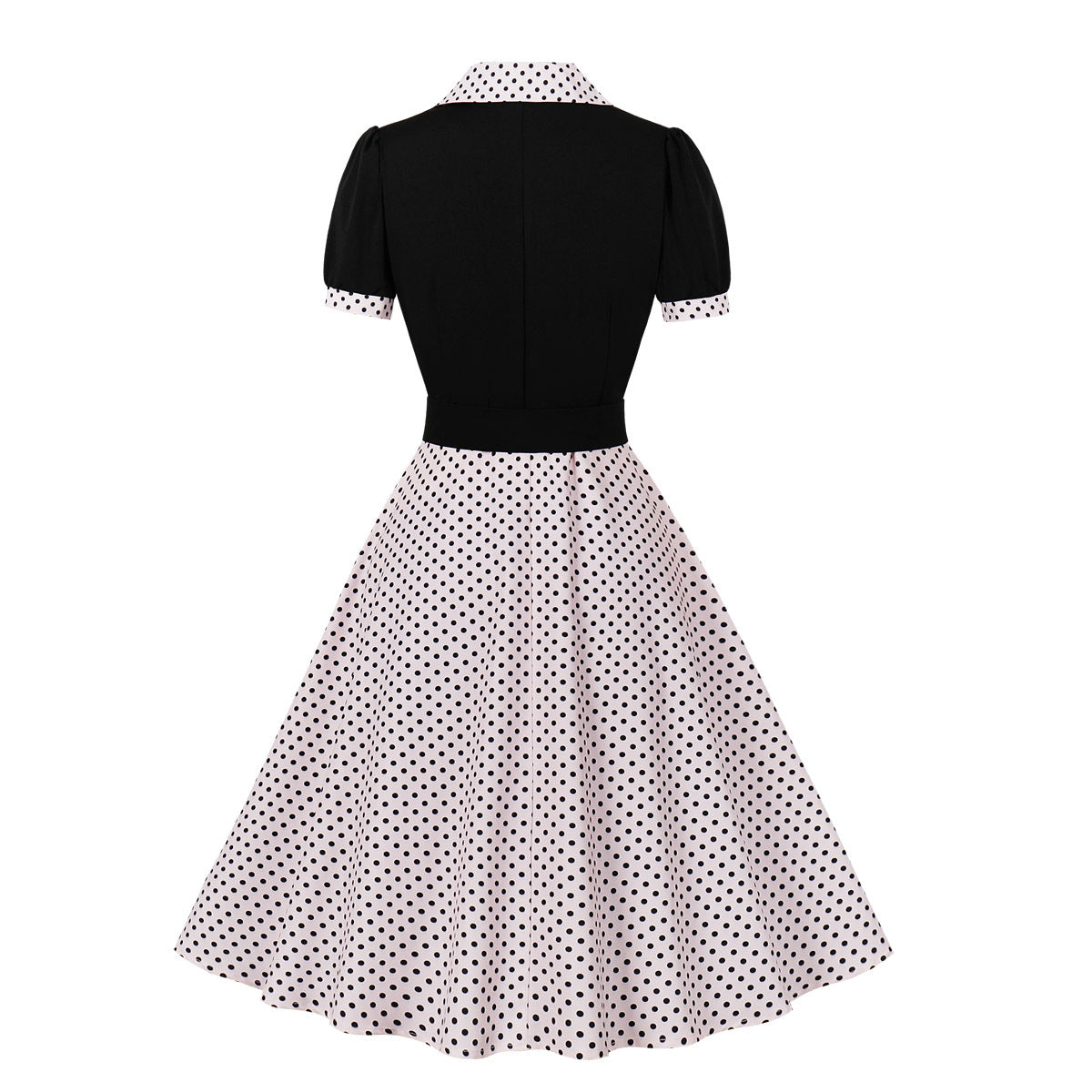 Women's Fashion Polka Dot Lapel Short Sleeved Belt Slim Fit Summer/Spring Dress