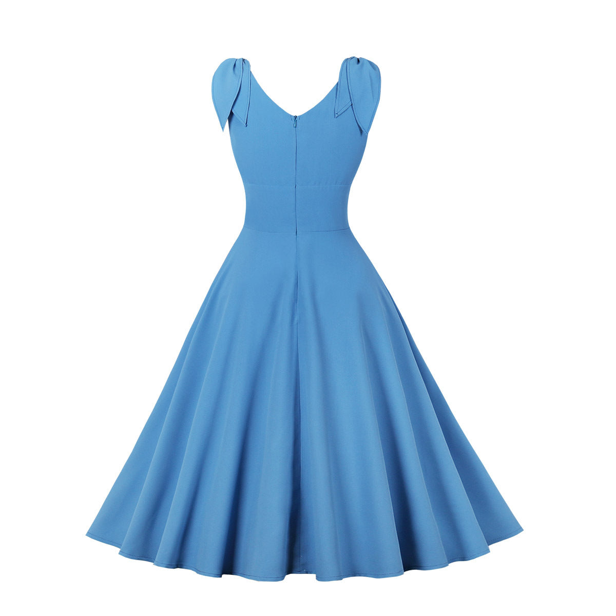 Fashion Women Fresh Pleated Waist Cinching Temperament Big Swing Dress