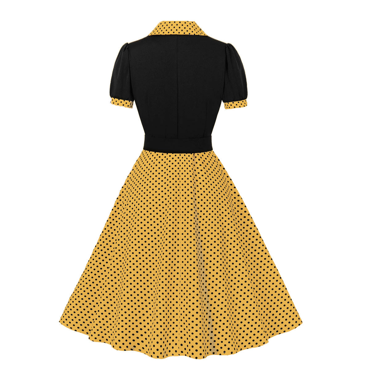 Women's Fashion Polka Dot Lapel Short Sleeved Belt Slim Fit Summer/Spring Dress