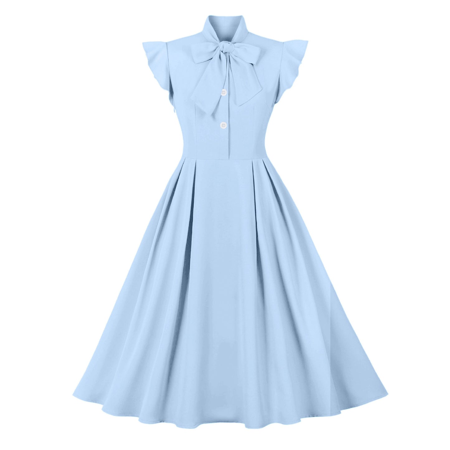 Women's Waist Cinched lace up Lotus Leaf Sleeve Large Hem Vintage Dress