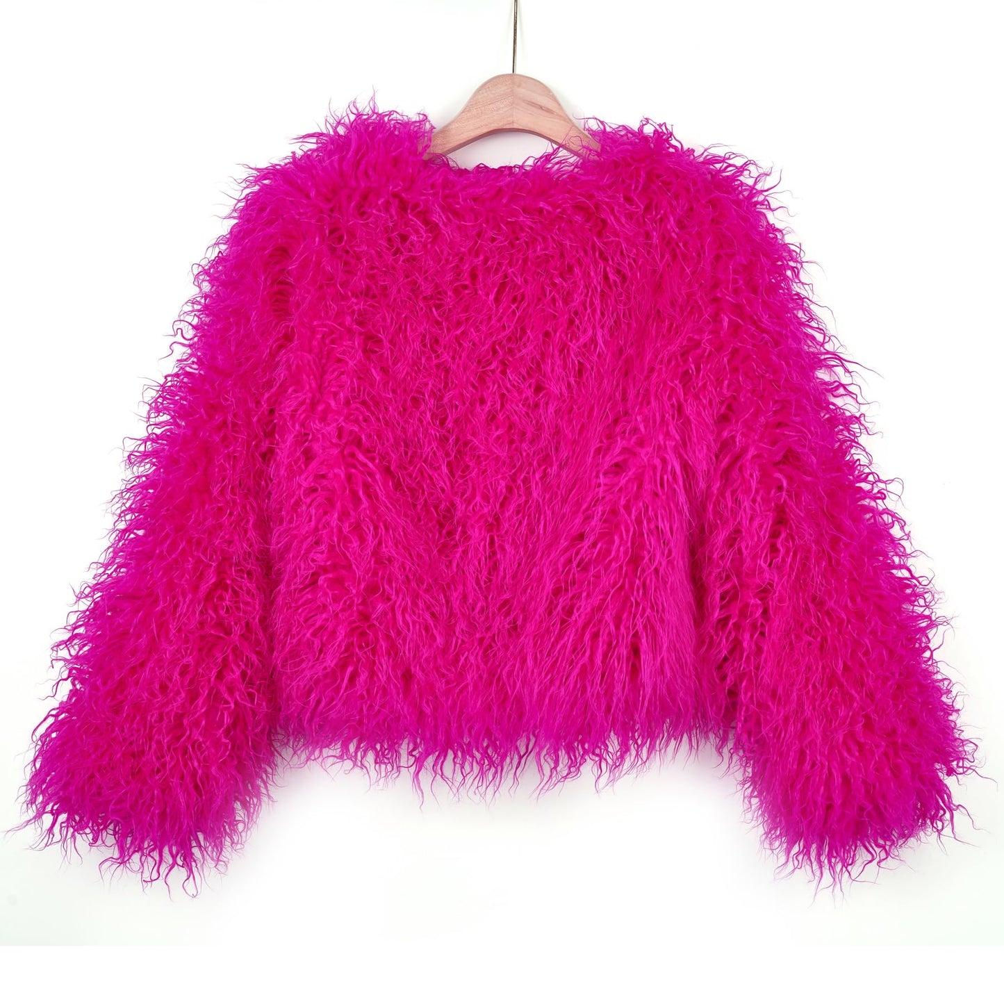 YUAKOU Women's Shaggy Faux Fur Outwear Coat Jacket Long Sleeve Warm Winter