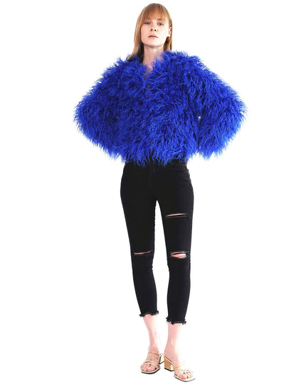 YUAKOU Women's Shaggy Faux Fur Outwear Coat Jacket Long Sleeve Warm Winter