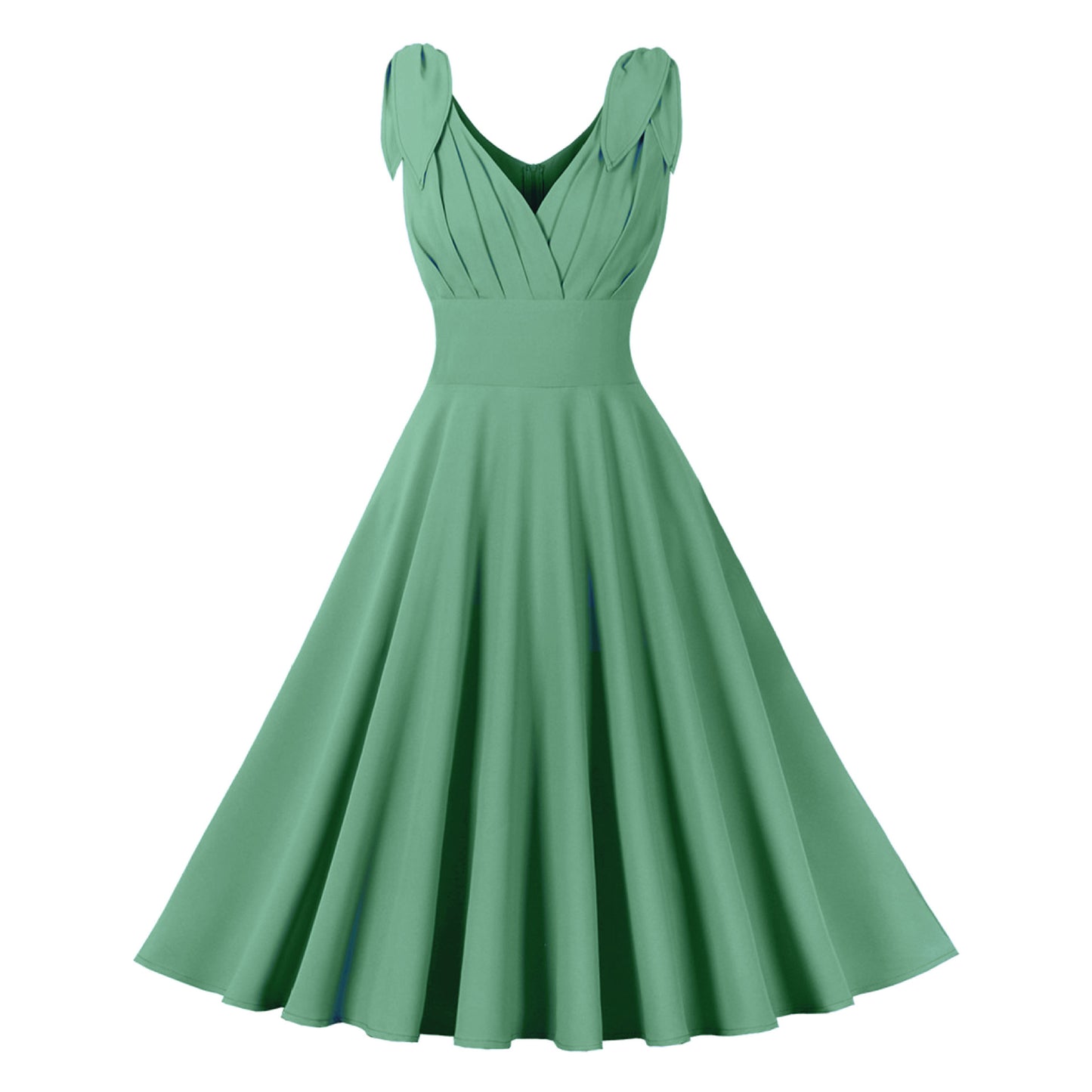 Fashion Women Fresh Pleated Waist Cinching Temperament Big Swing Dress