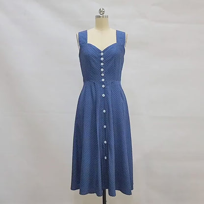 Beach Printing Suspenders Summer Dress Sling V-Neck Seeveless Women's Sexy Midi Dress