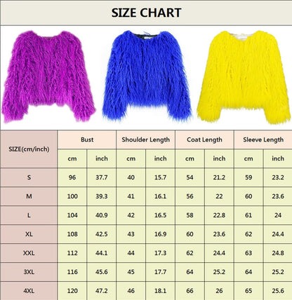 YUAKOU Women's Shaggy Faux Fur Outwear Coat Jacket Long Sleeve Warm Winter